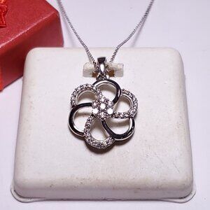 Estate .25ctw Natural Diamond SI2 GH Pinwheel 14Kt WG w/18" Anchor Necklace24152